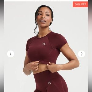 Oner Active EFFORTLESS SEAMLESS SHORT SLEEVE CROP TOP Rosewood - Medium